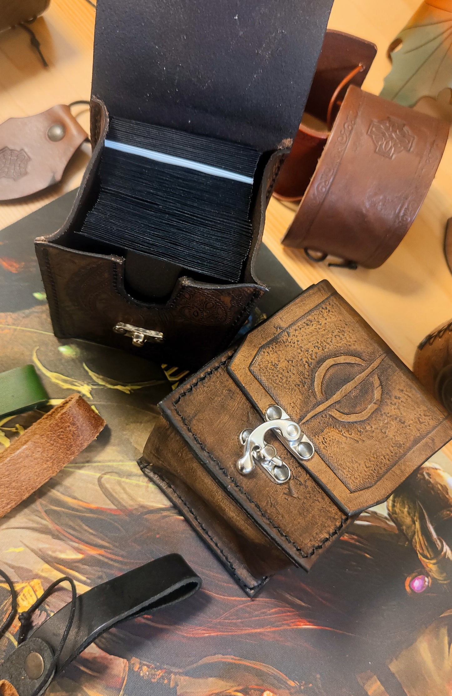 Custom Leather Card Holder - Deck Box 100+ Magic The Gathering / Pokemon / One Piece Poker