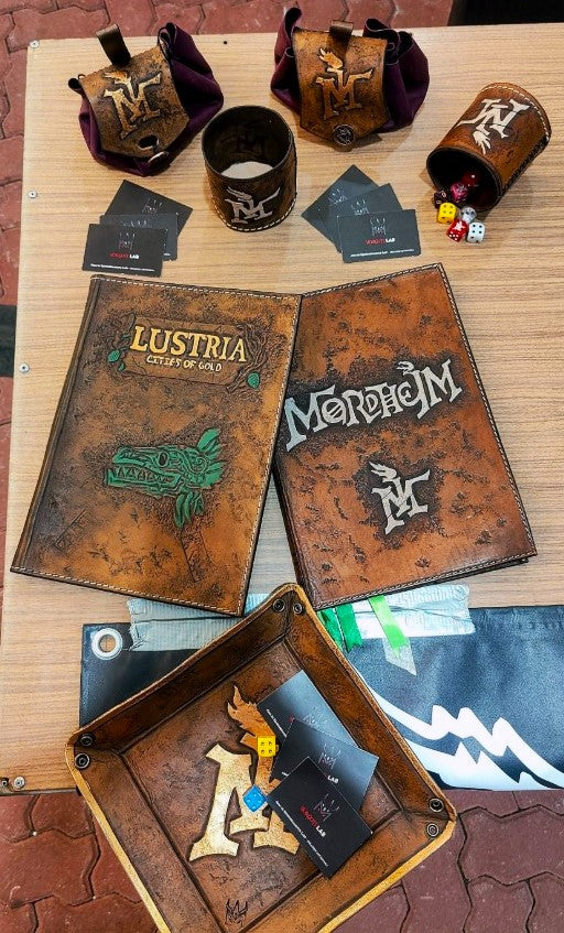 Protective handcrafted leather cover for Warhammer rulebooks, built for durability and style