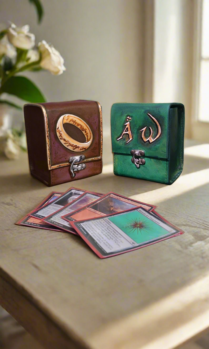 Custom Leather Card Holder - Deck Box 100+ Magic The Gathering / Pokemon / One Piece Poker