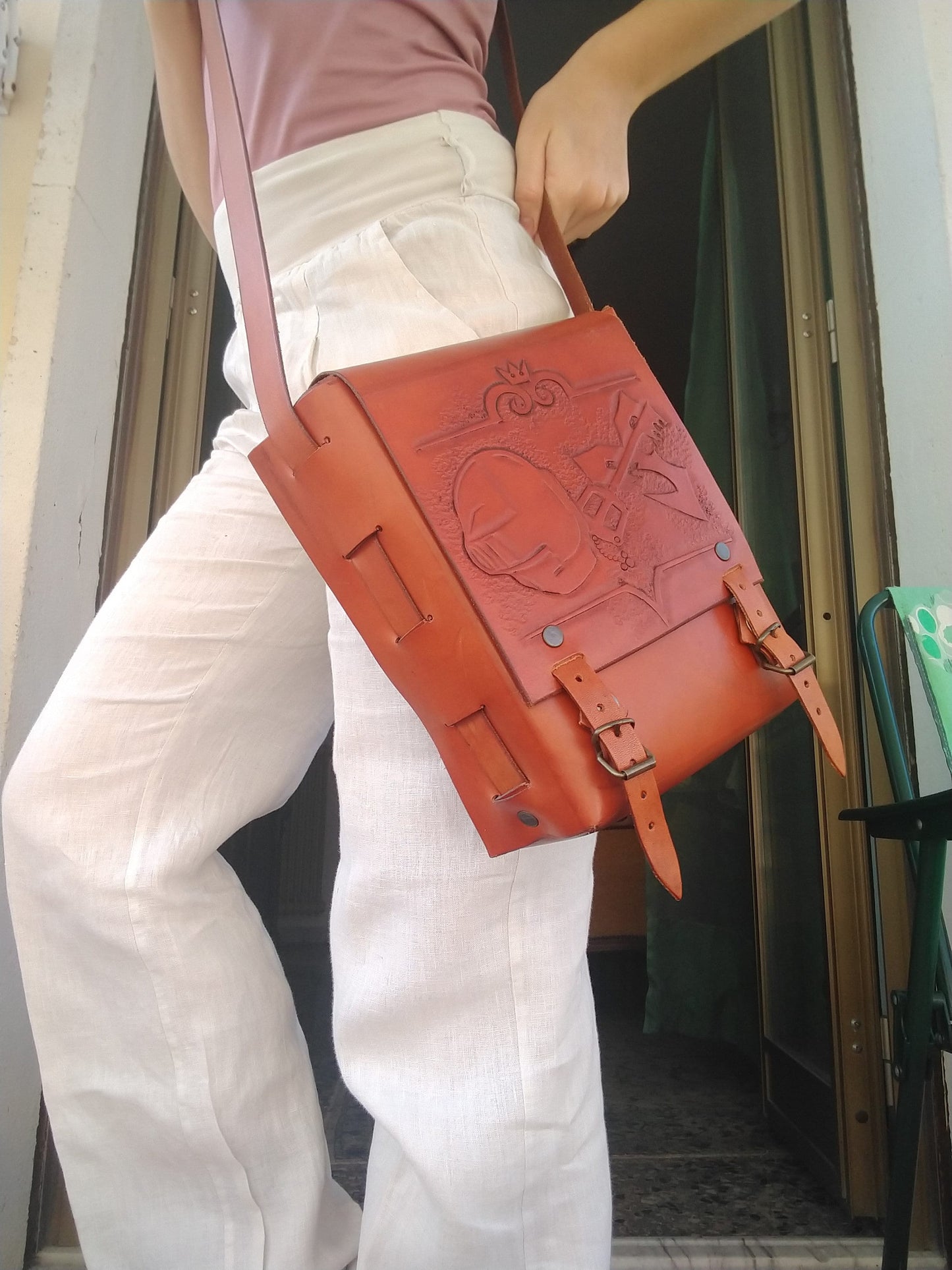 Leather CUSTOM design BAG high quality resistant shoulder handbag The Witcher historical personalized drawing gift for him and her purse