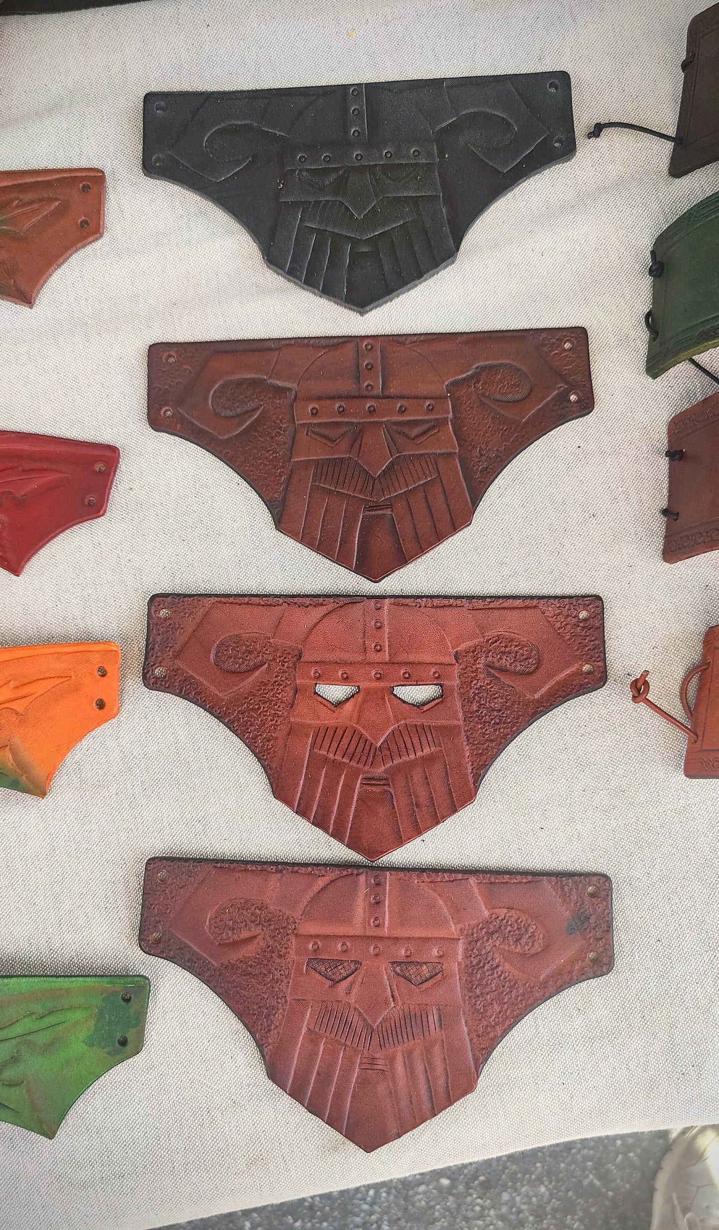 Custom-color Viking leather bracelet available in black, red, green, beige, brown, and dark brown, or with personalized engraving