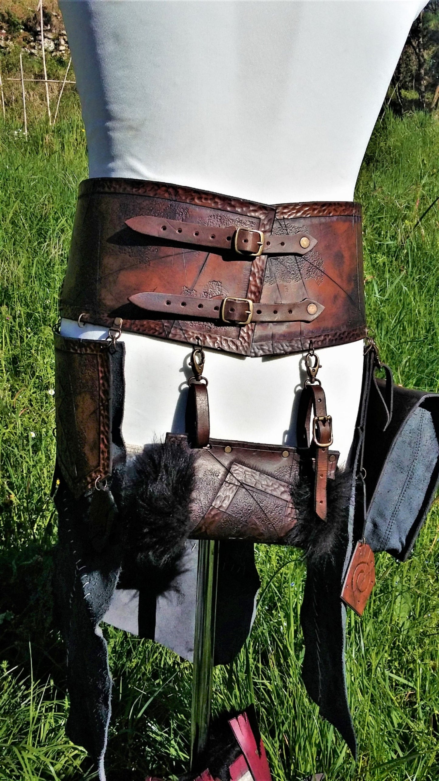 Customizable leather tassets, faulds, and skirt armor, perfect for your next LARP or cosplay event