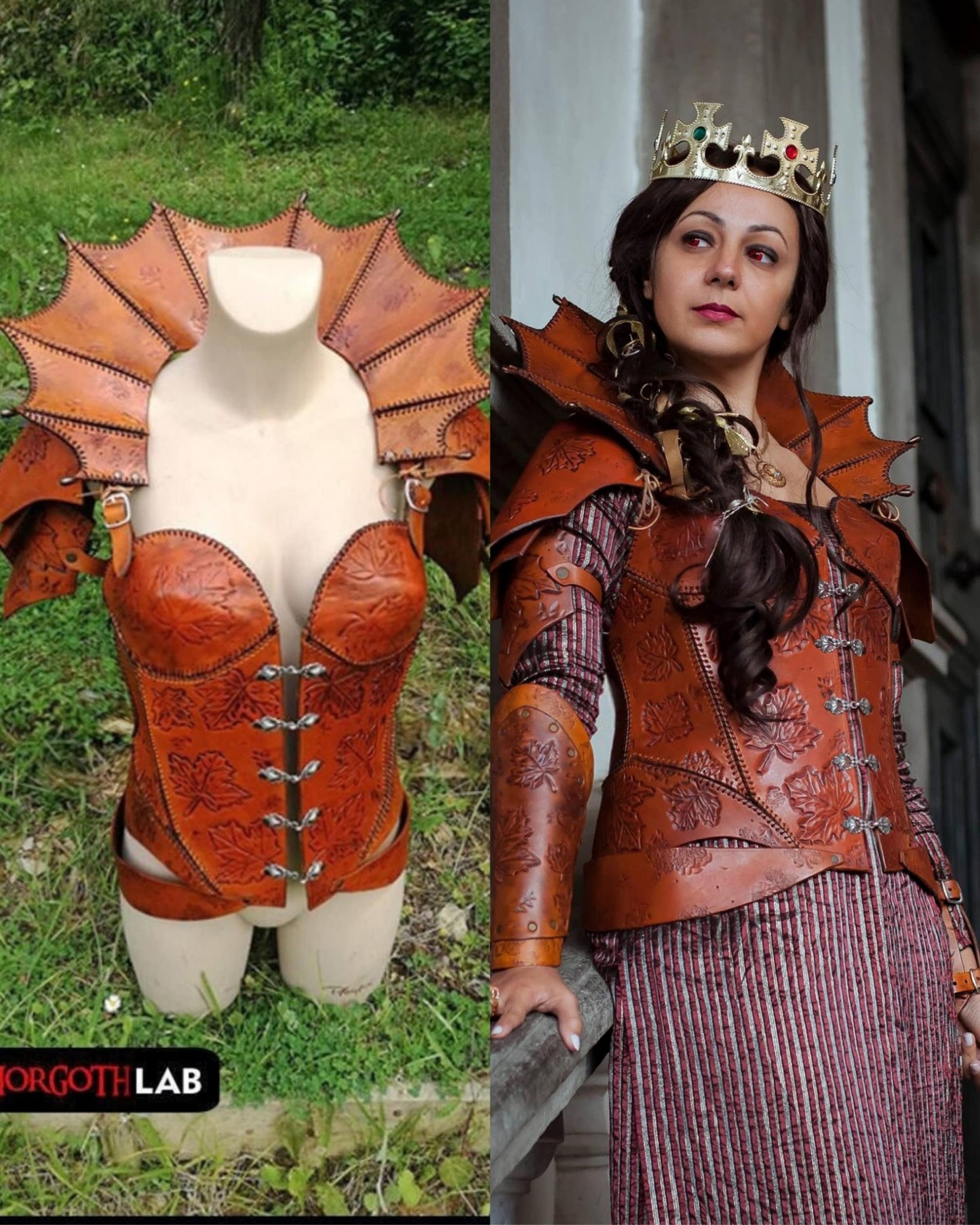 LARP female leather bustier armor – customizable design for elves, druids, and warrior queens. Inspired by Galavant