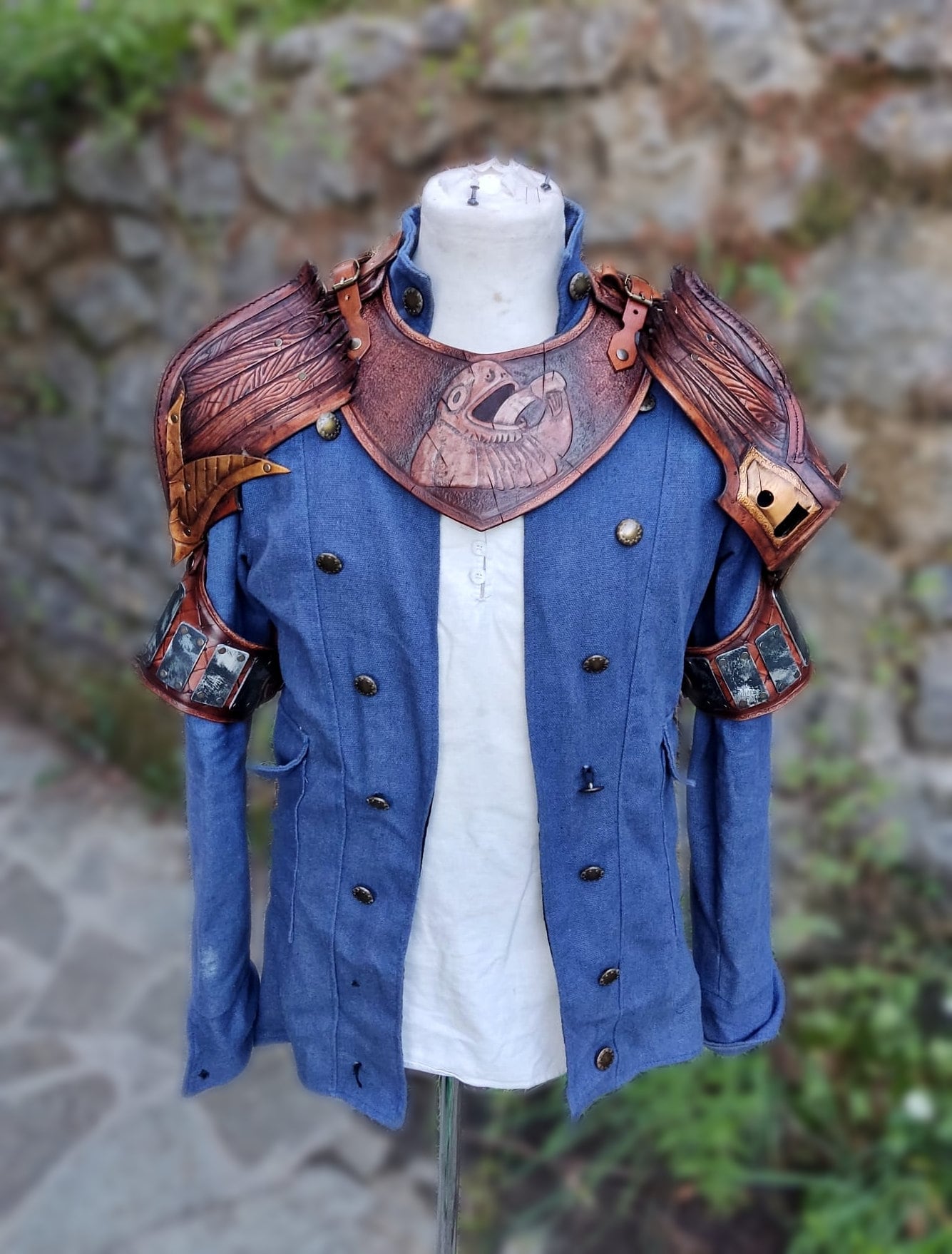 Pirate leather armor set with gorget and pauldrons – perfect for captains, smugglers, and corsairs