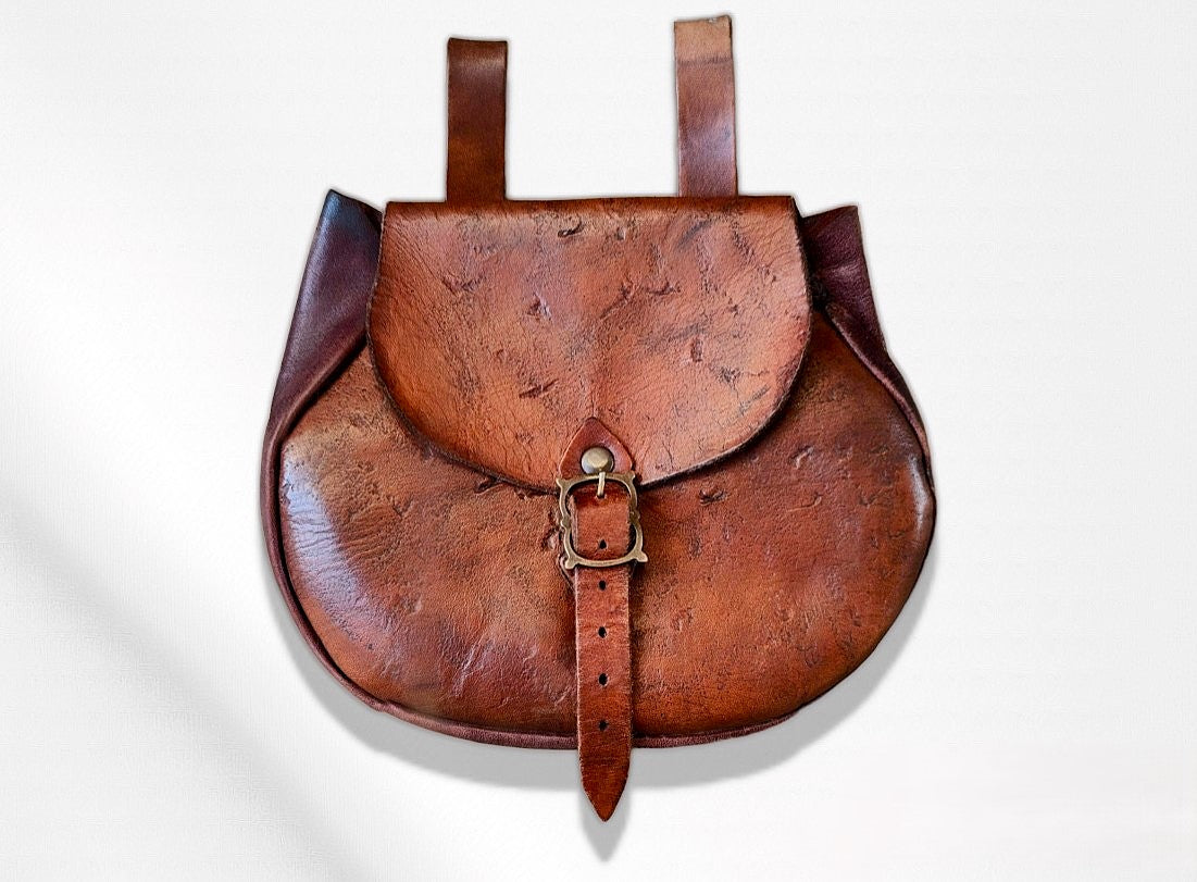 Handmade leather bag, historical genuine leather purse