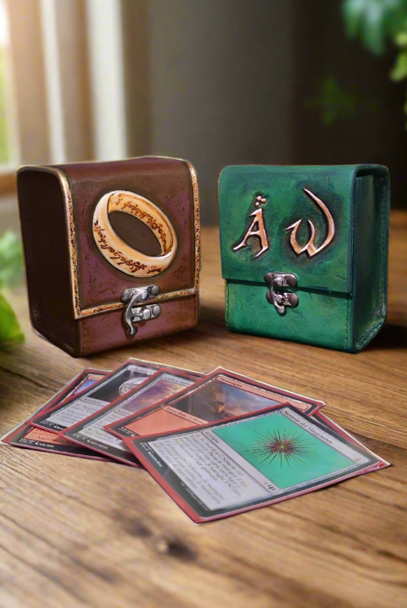 Custom Leather Card Holder - Deck Box 100+ Magic The Gathering / Pokem MorgothLab Custom Leather Card Holder - Deck Box 100+ Magic The Gathering / Pokem MorgothLab