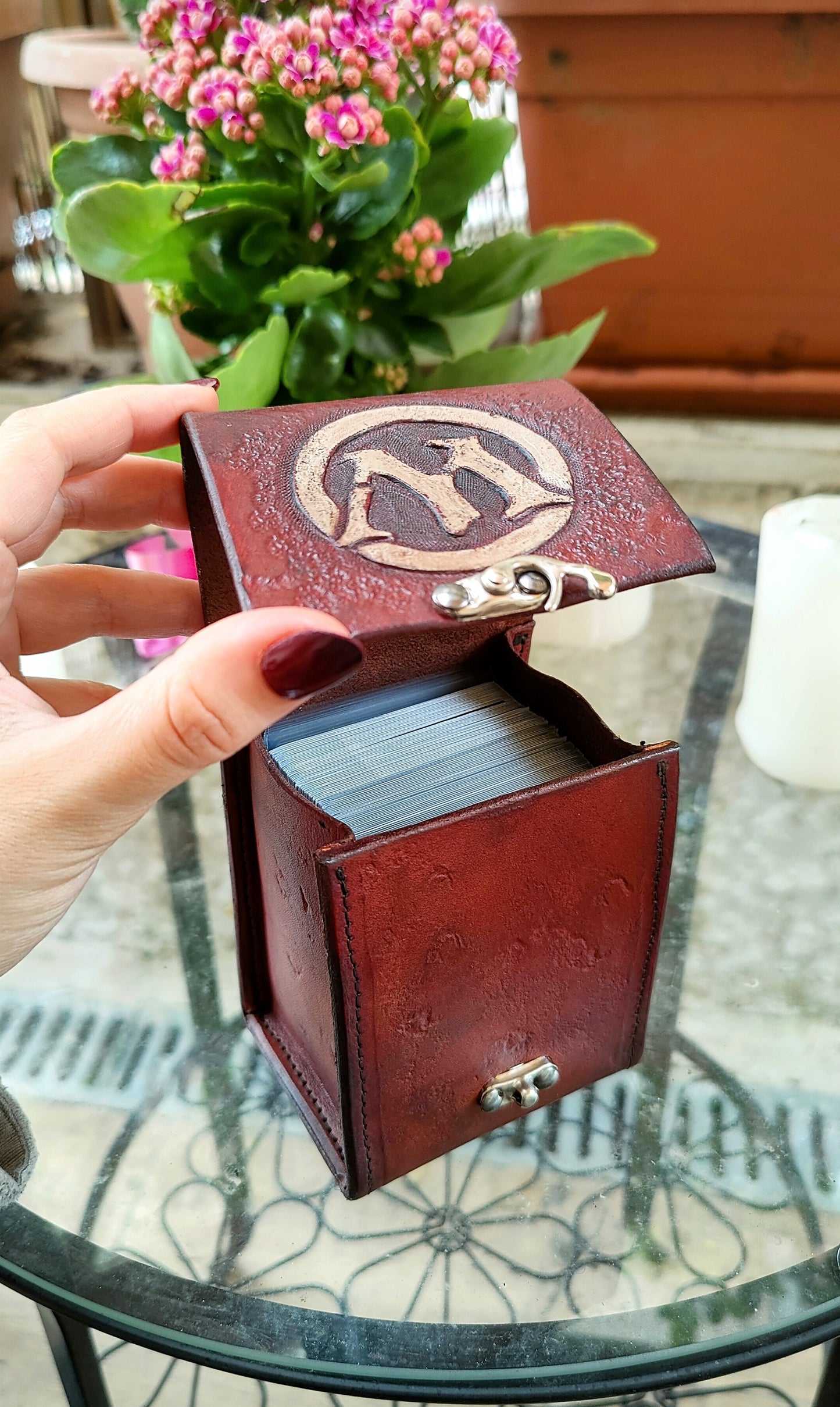 Custom Leather Card Holder - Deck Box 100+ Magic The Gathering / Pokemon / Poker deck