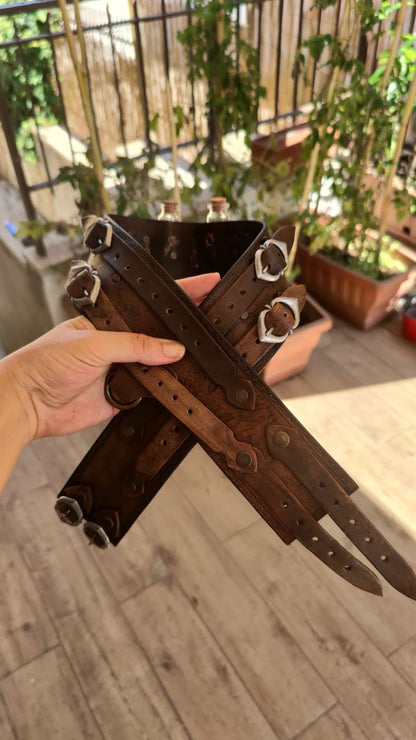 Handcrafted leather belt, adding authenticity to medieval LARP costumes