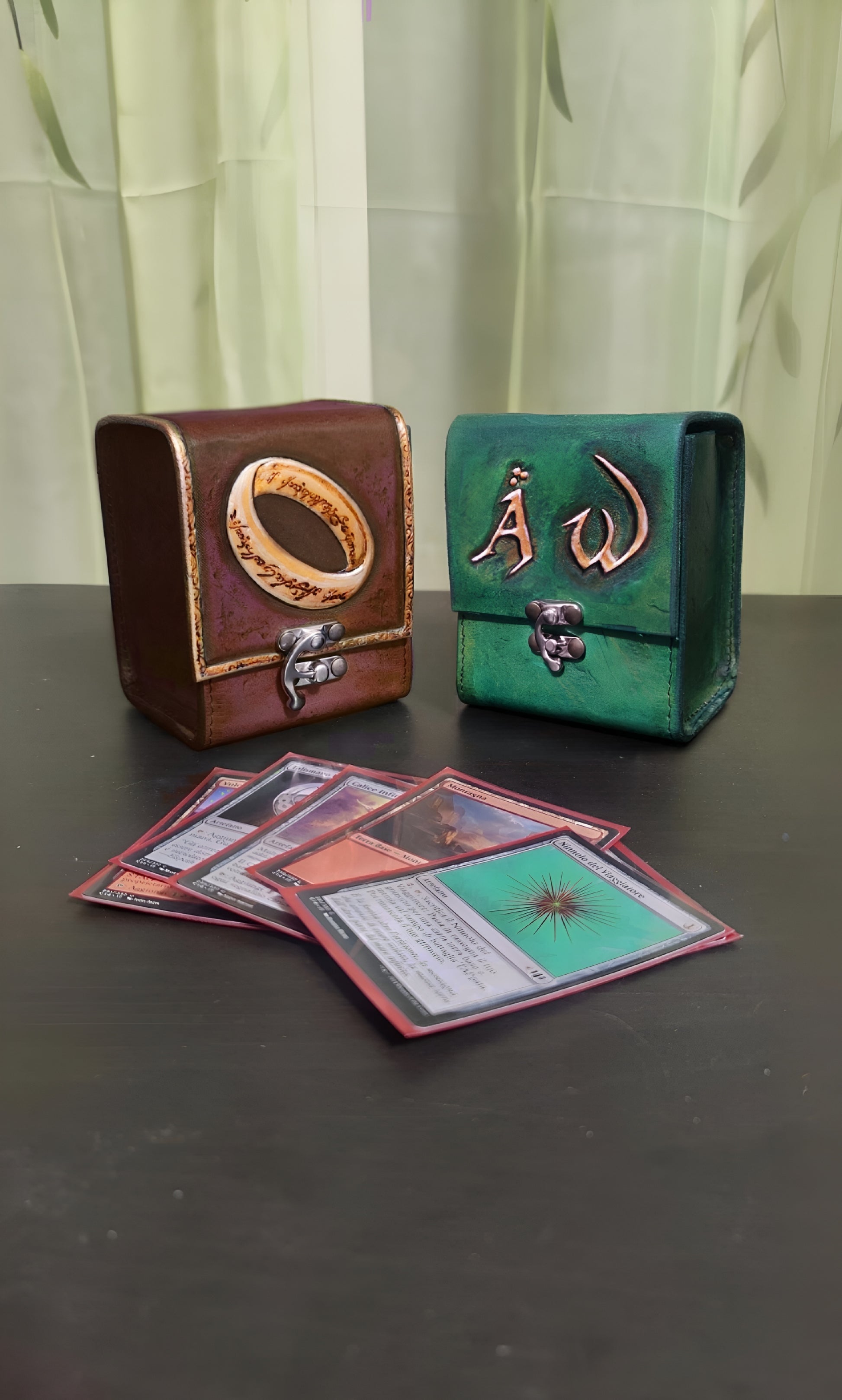 Custom Leather Card Holder - Deck Box 100+ Magic The Gathering / Pokem MorgothLab Custom Leather Card Holder - Deck Box 100+ Magic The Gathering / Pokem MorgothLab