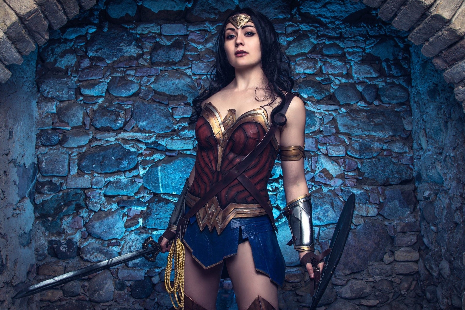 Get battle-ready with foam wearable replica of Wonder Woman bracers. Flexible and easy to wear for hours at conventions or events.