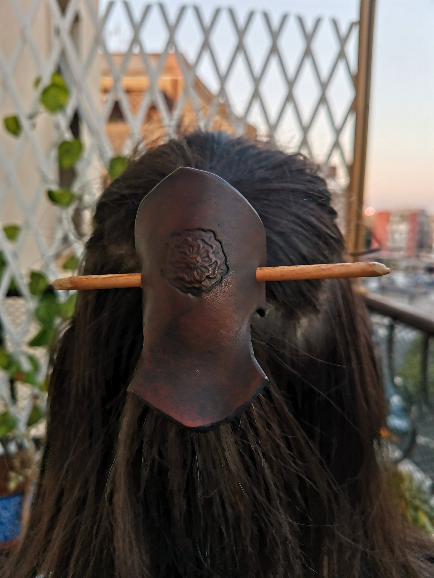 Cute custom HAIR CLIP handmade clasp gift for her Larp celtic knot pagan boho viking leather high quality engraved jewel women accessory