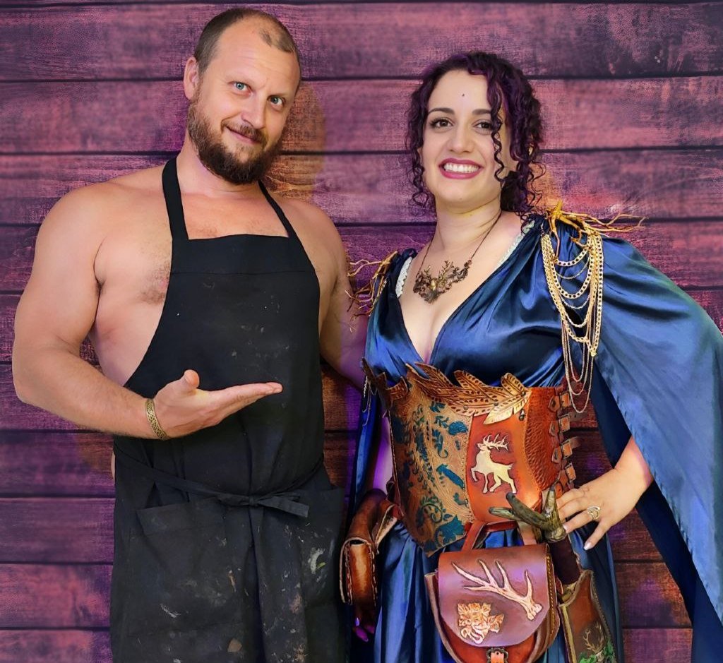 Unique fantasy corset crafted from sustainable vegetable-tanned leather, offering a historical and fantasy-inspired look.