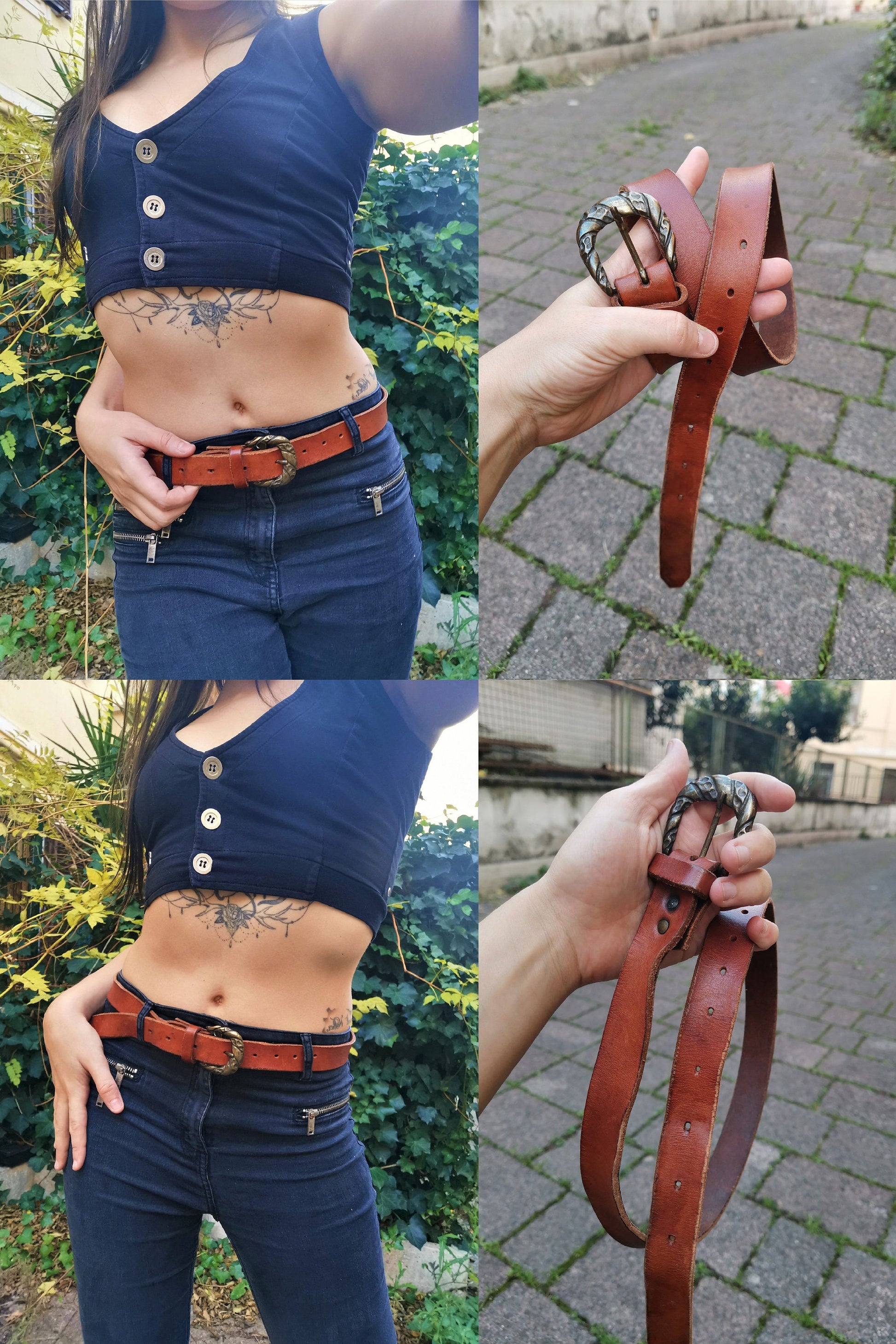 Custom black or brown leather belt for him and her, handcrafted for durability.