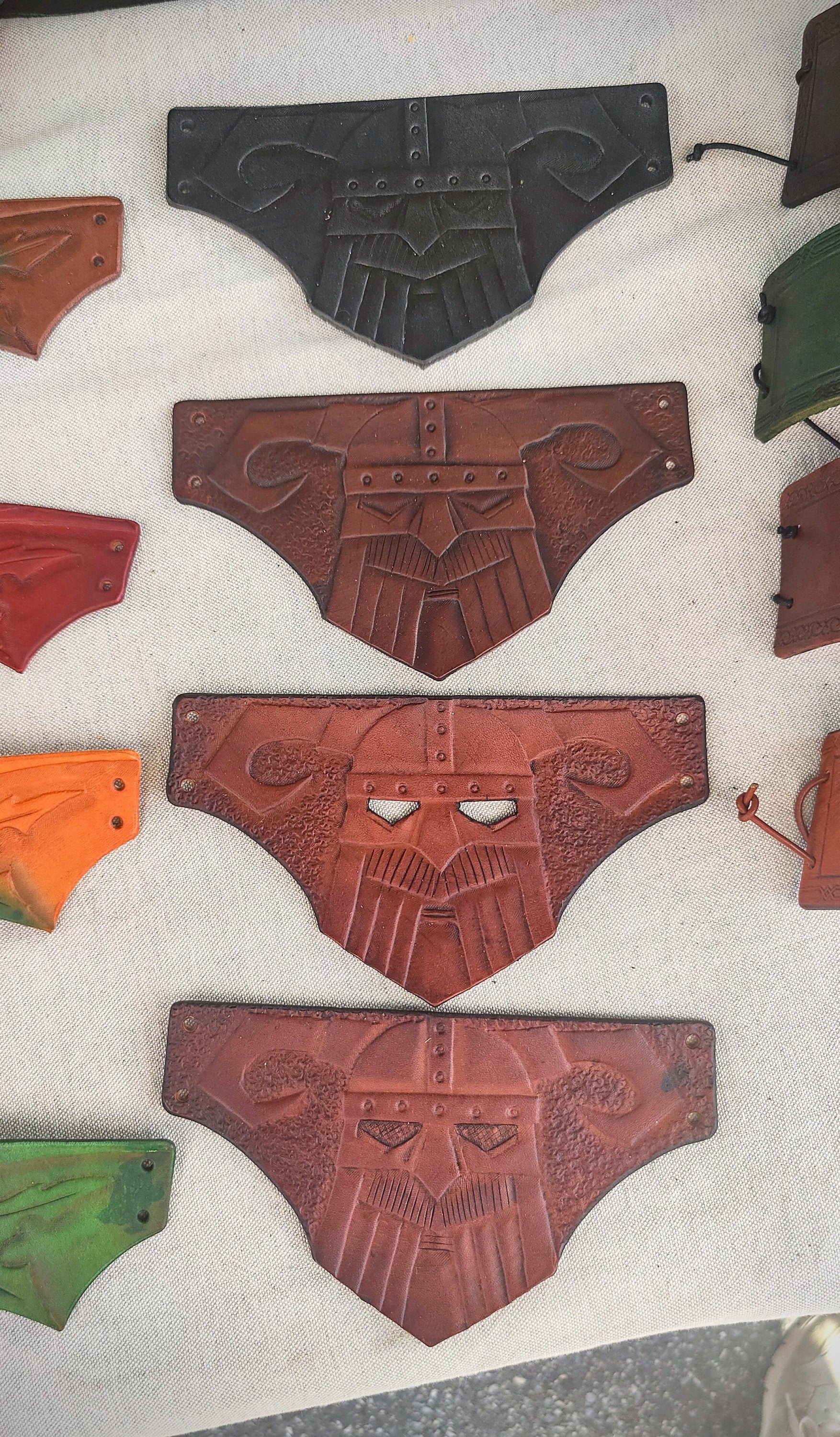 Custom-color Viking leather bracelet available in black, red, green, beige, brown, and dark brown, or with personalized engraving