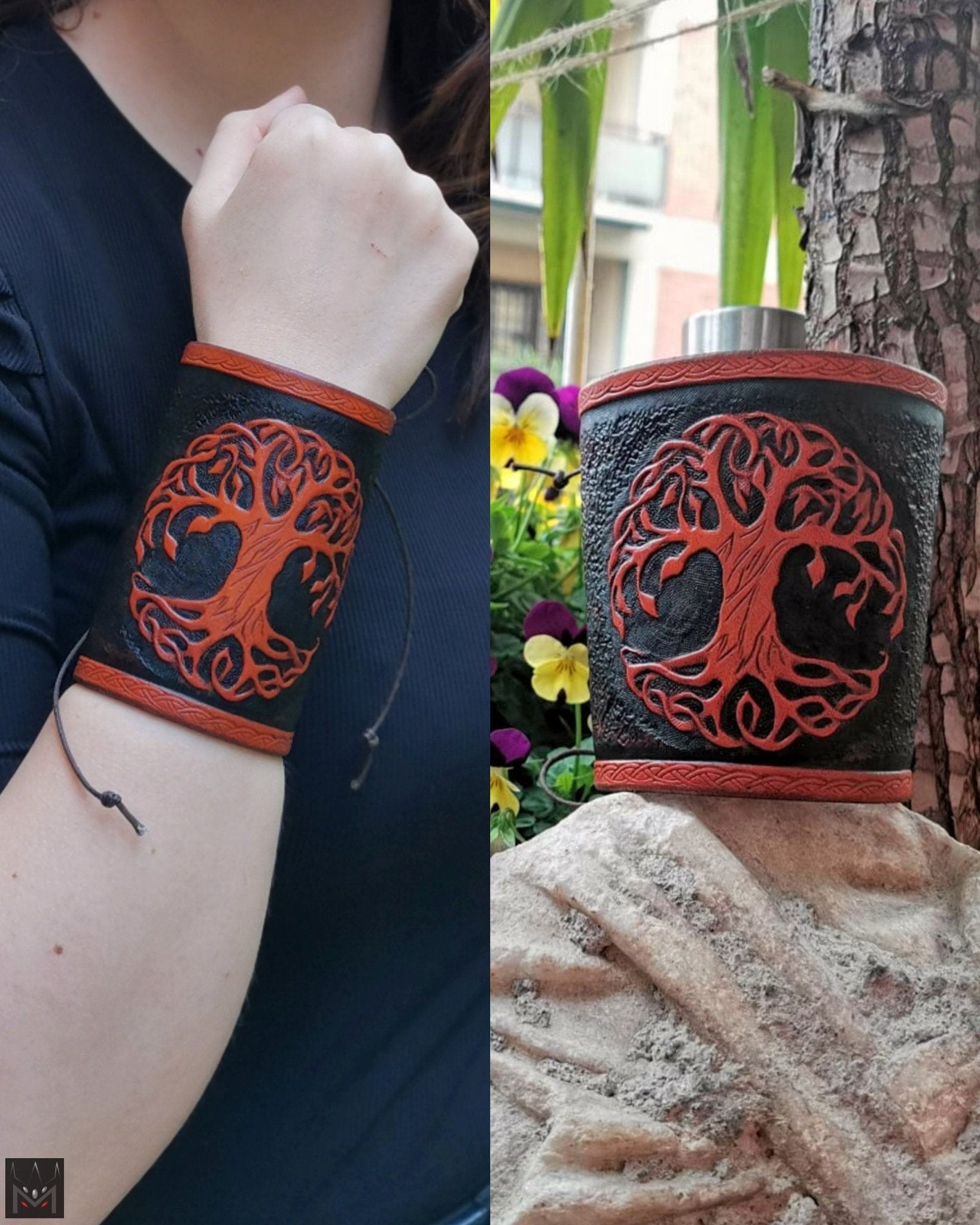 Custom design LEATHER BRACELET - handmade engraved accessory - MorgothLab