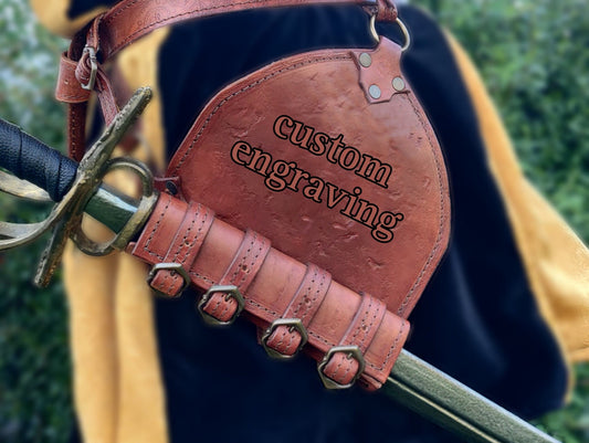 Custom handmade engraved leather sword sheath – premium real leather with personalized engraving
