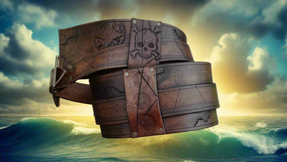 Jolly Roger pirate leather belt, custom and adjustable, handmade in italy. Perfect for larp, costumes and celtic renfaires