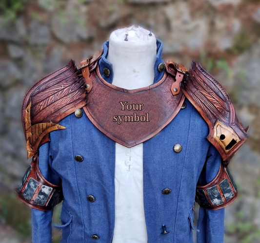 Pirate Pauldrons - Handmade Leather Spaulders - Corsair Ship Design