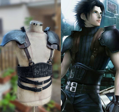 High-quality FF7 Zack Fair SOLDIER belt and harness with embossed emblem, ideal for cosplay