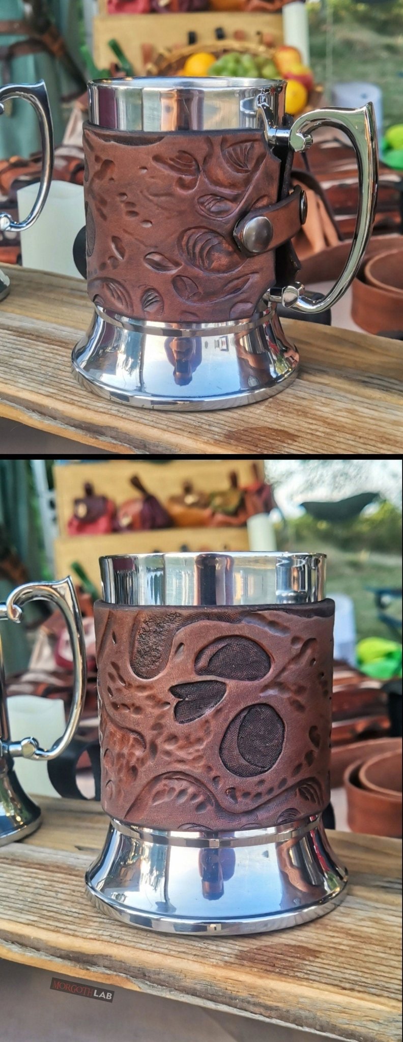 Fully customizable leather beer mug wrap – engrave names, symbols, or personal designs for a one-of-a-kind drinking experience, chtulhu engraving