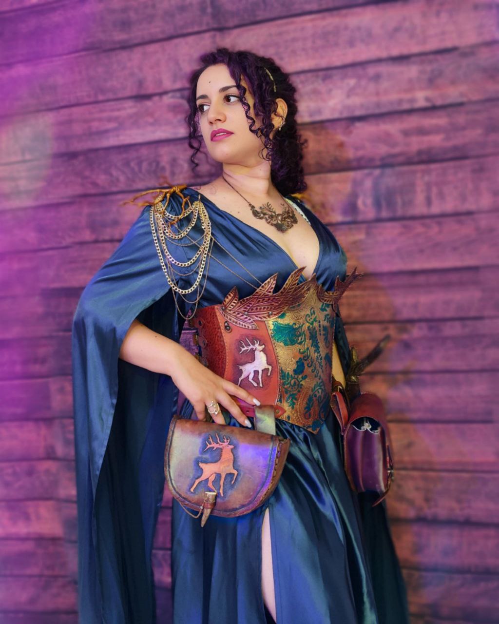 Italian-made leather corset with gold leaf engravings, fully customizable in size, color, and detailing. 
