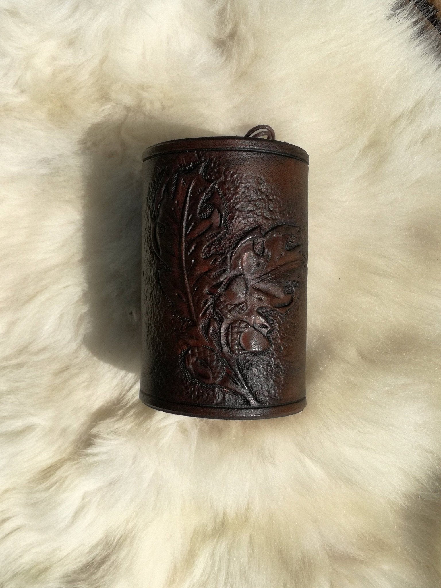 A unique handmade leather bracelet that makes a perfect personalized gift for men and women who love fantasy aesthetics