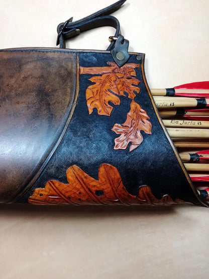 Oak Leaves Leather Quiver - Handmade & Custom
