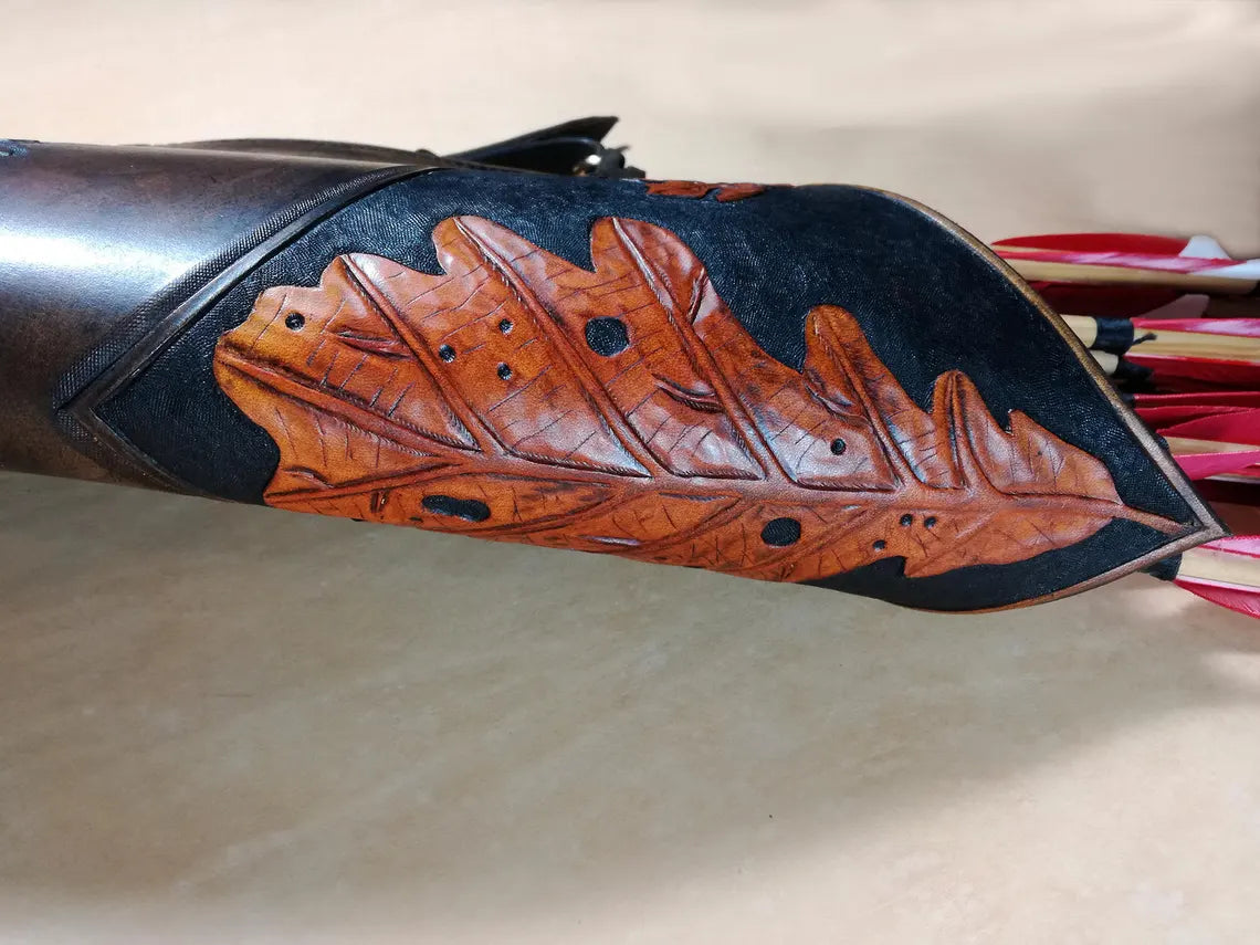 Oak Leaves Leather Quiver - Handmade & Custom