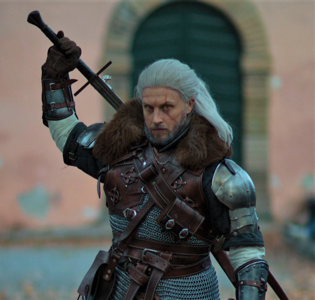 The Witcher 3 Wild Hunt Geralt Ursine Armor Pettorale + Pelliccia / Fatto a mano taglia personalizzate in vera pelle di alta qualità