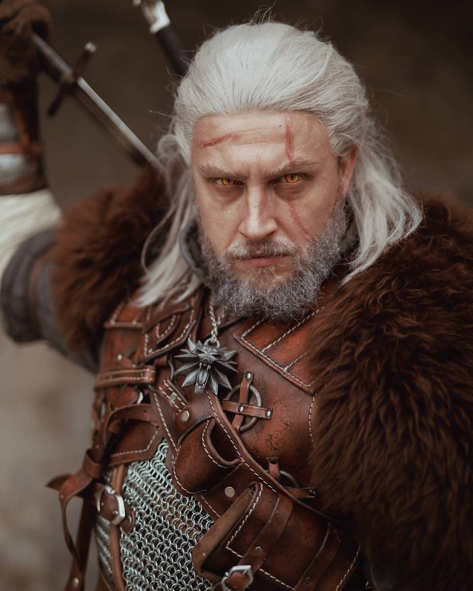 The Witcher 3 Wild Hunt Geralt Ursine Armor Pettorale + Pelliccia / Fatto a mano taglia personalizzate in vera pelle di alta qualità