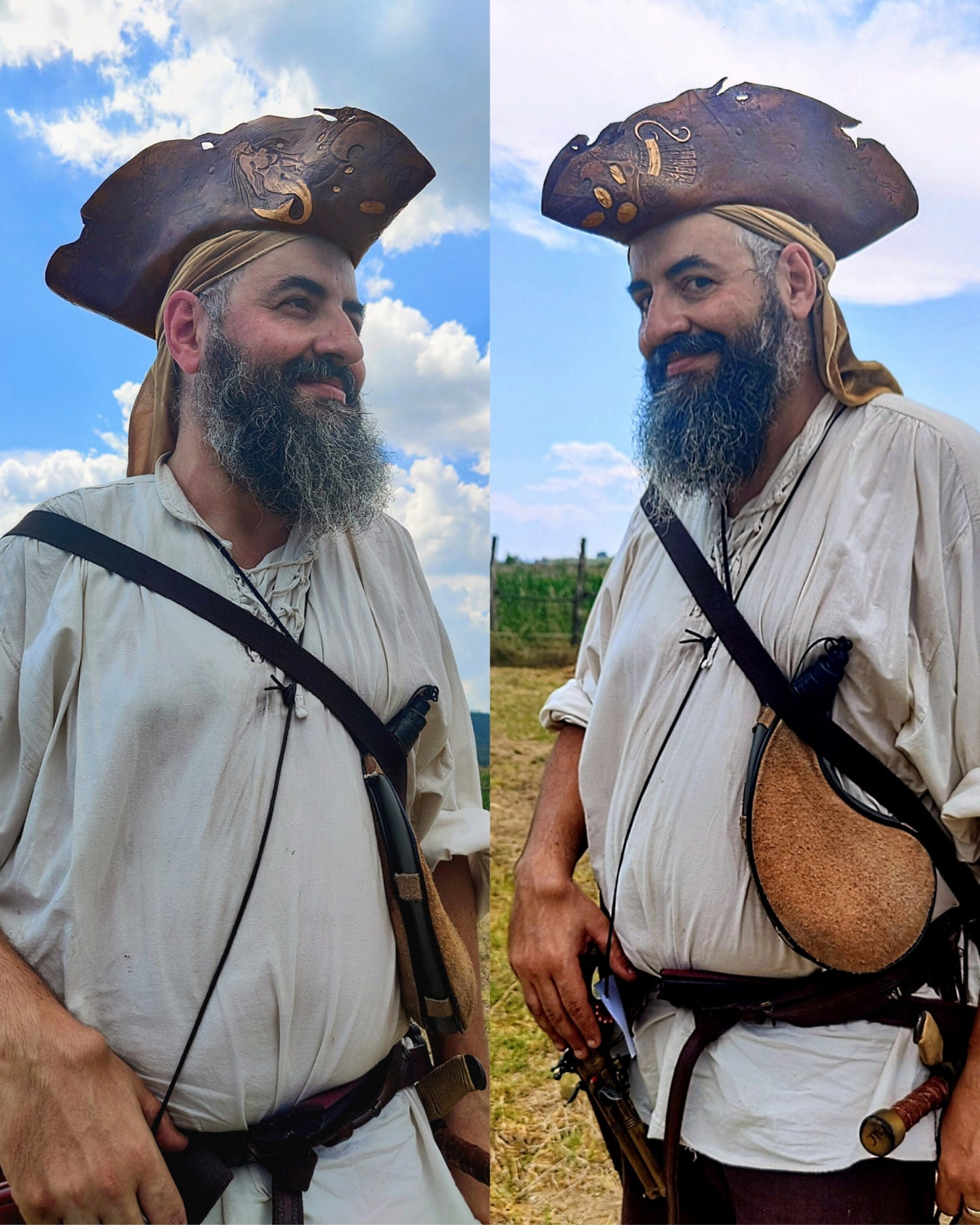 Musketeer hat - handmade leather pirate costume for larp and cosplay inspired by D'Artagnan - high quality craftsmanship