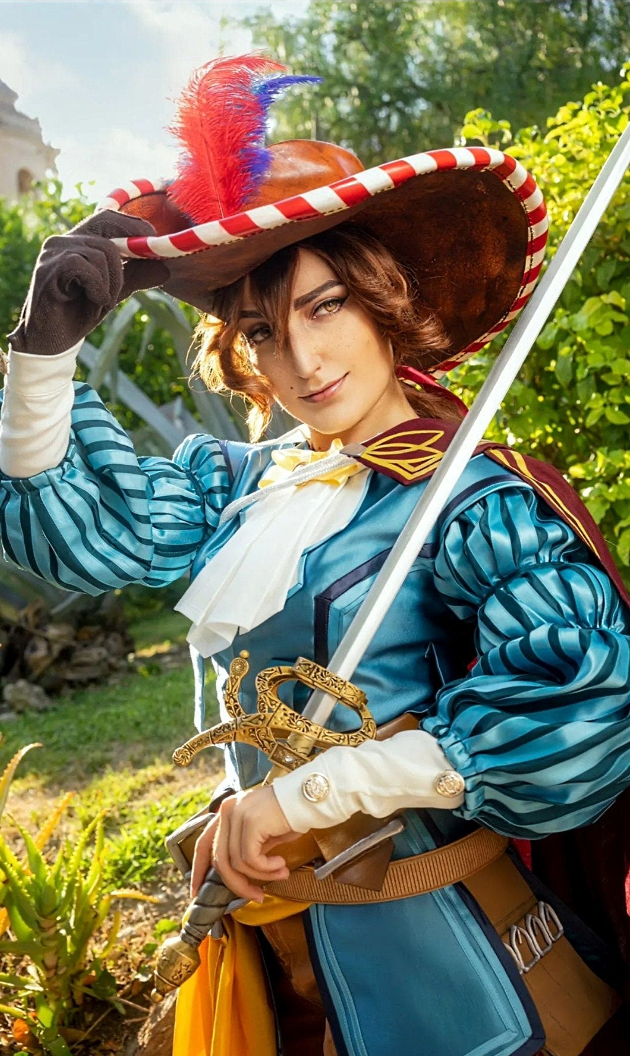 Musketeer hat - handmade leather pirate costume for larp and cosplay inspired by D'Artagnan - high quality craftsmanship