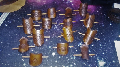 Personalized leather hair clip with custom engravings, available in Viking, Celtic, and boho styles.