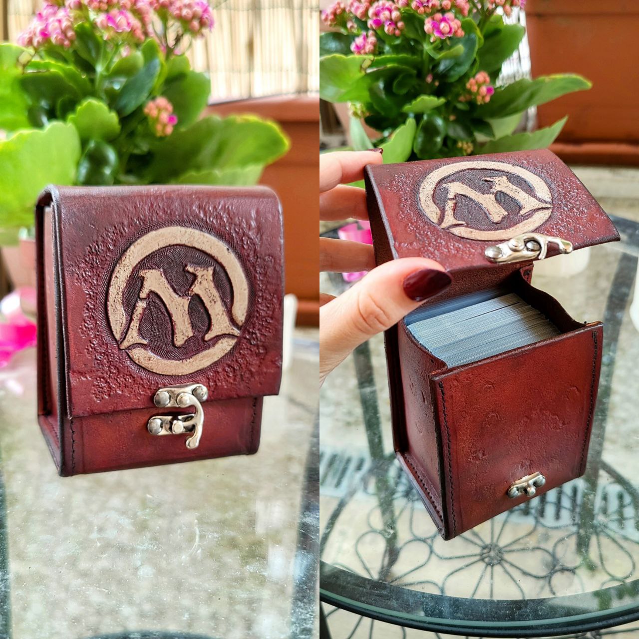 Custom Leather Card Holder - Deck Box 100+ Magic The Gathering / Pokemon / Poker deck