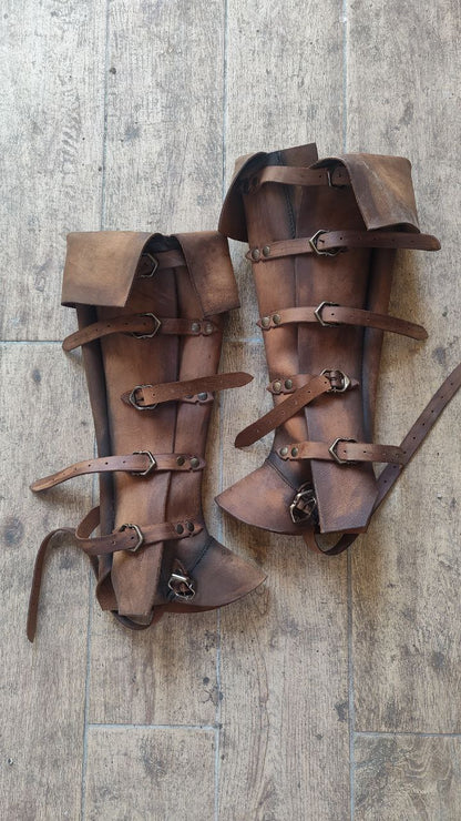 Custom Leather Gaiters - For Larp, Medieval Costumes and Renfaire Knights