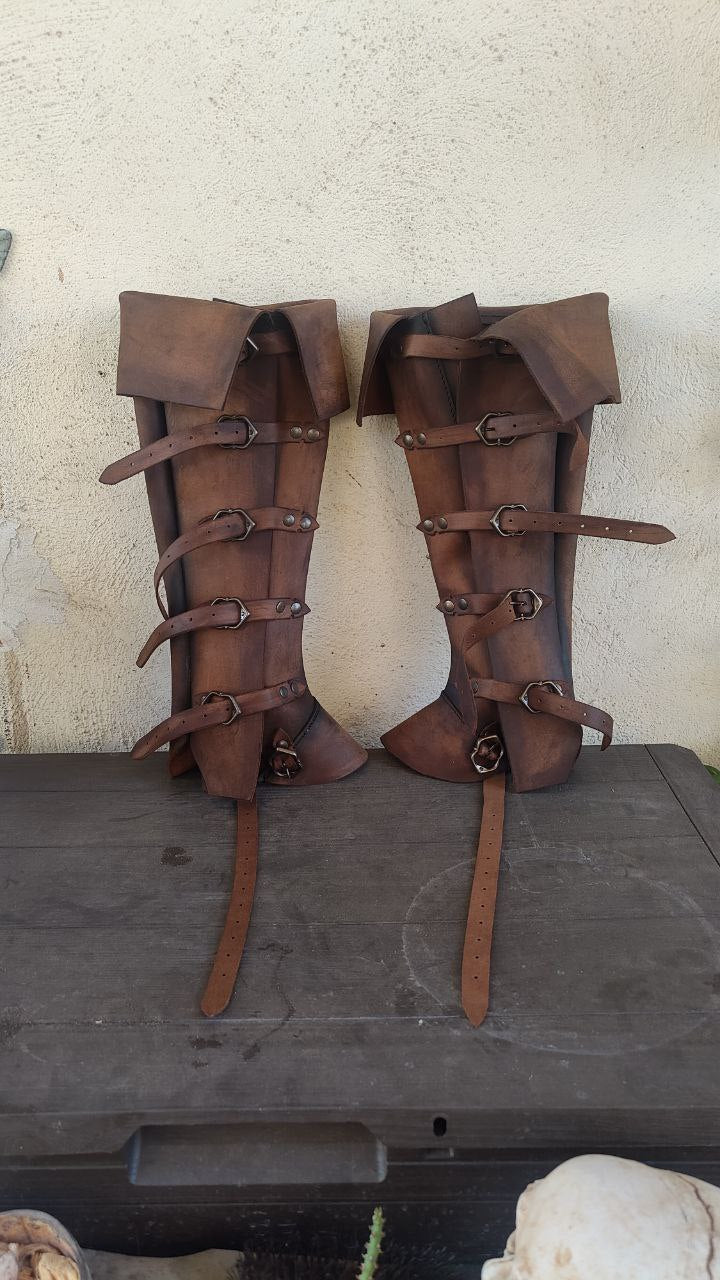 Custom Leather Gaiters - For Larp, Medieval Costumes and Renfaire Knights