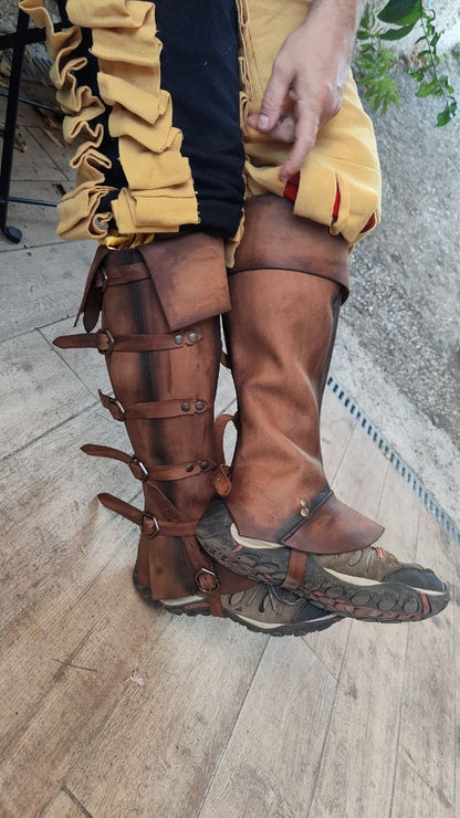 Custom Leather Gaiters - For Larp, Medieval Costumes and Renfaire Knights
