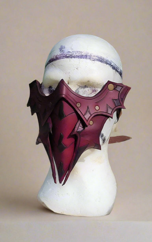 Leather red Mask half face fantasy larp cosplay costume