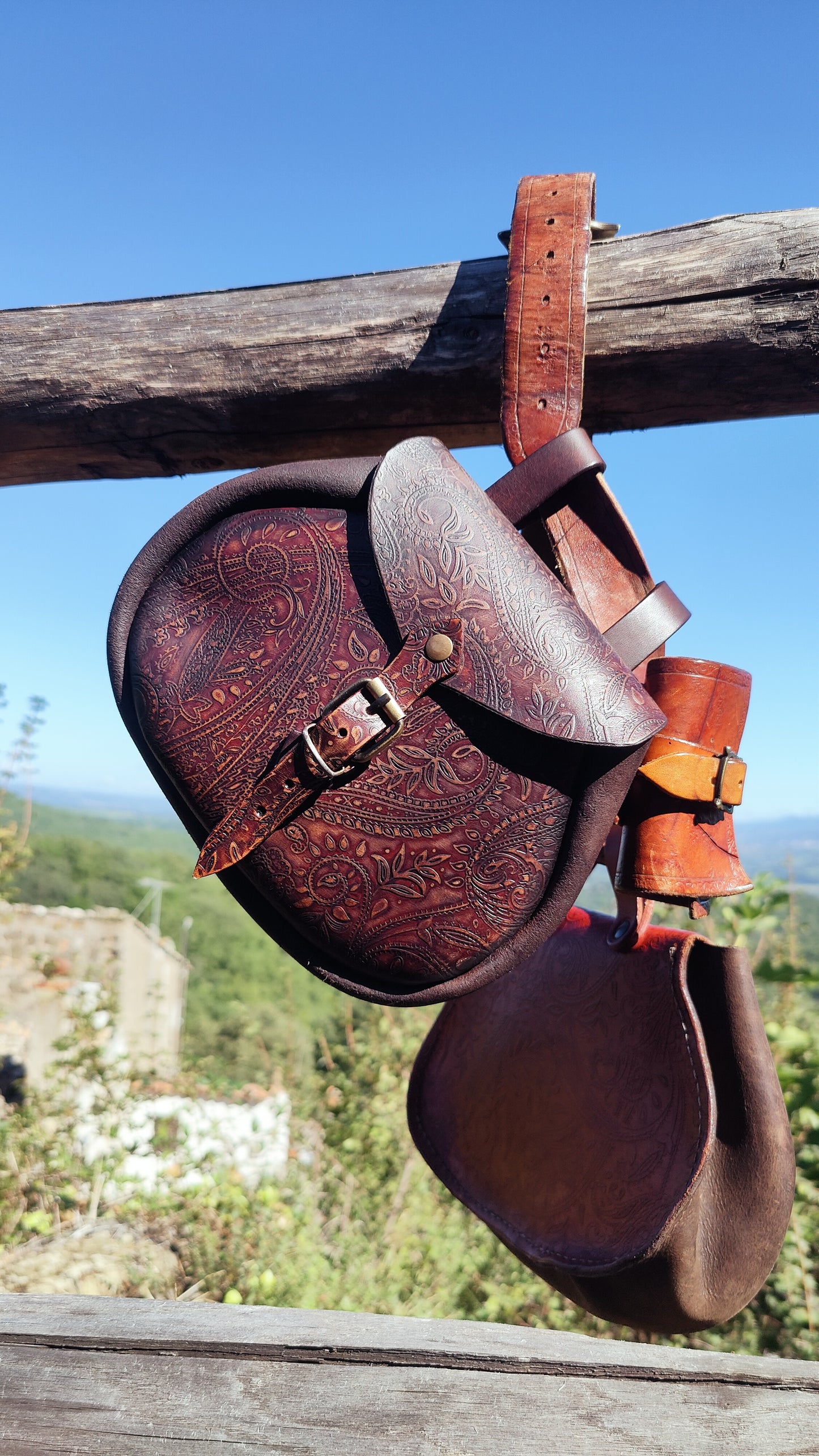 Handmade Leather Bag - Historical Belt Pouch / Plain or Engraved