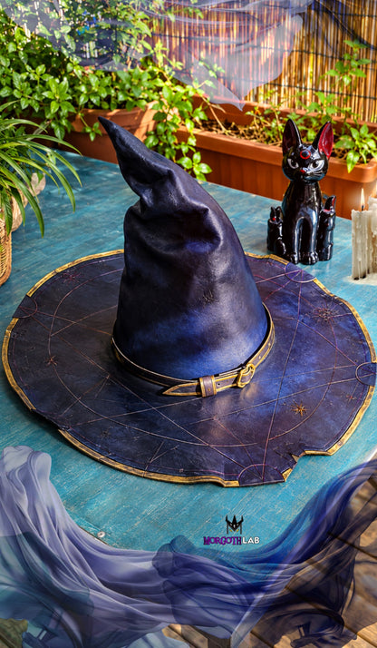 Handmade Witch Hat - Genuine Leather & Customizable Large Hat by Morgothlab