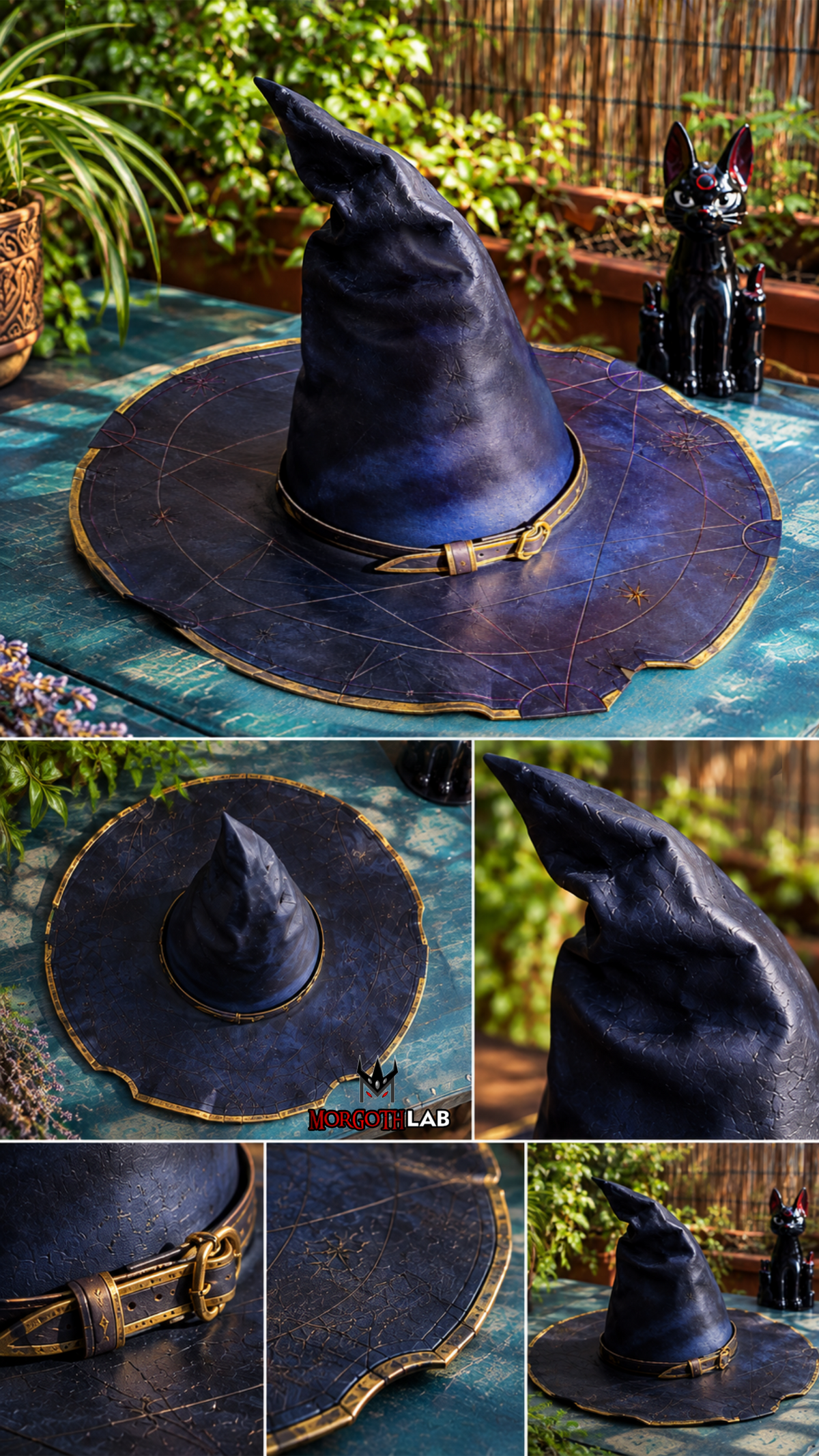 Handmade Witch Hat - Genuine Leather & Customizable Large Hat by Morgothlab