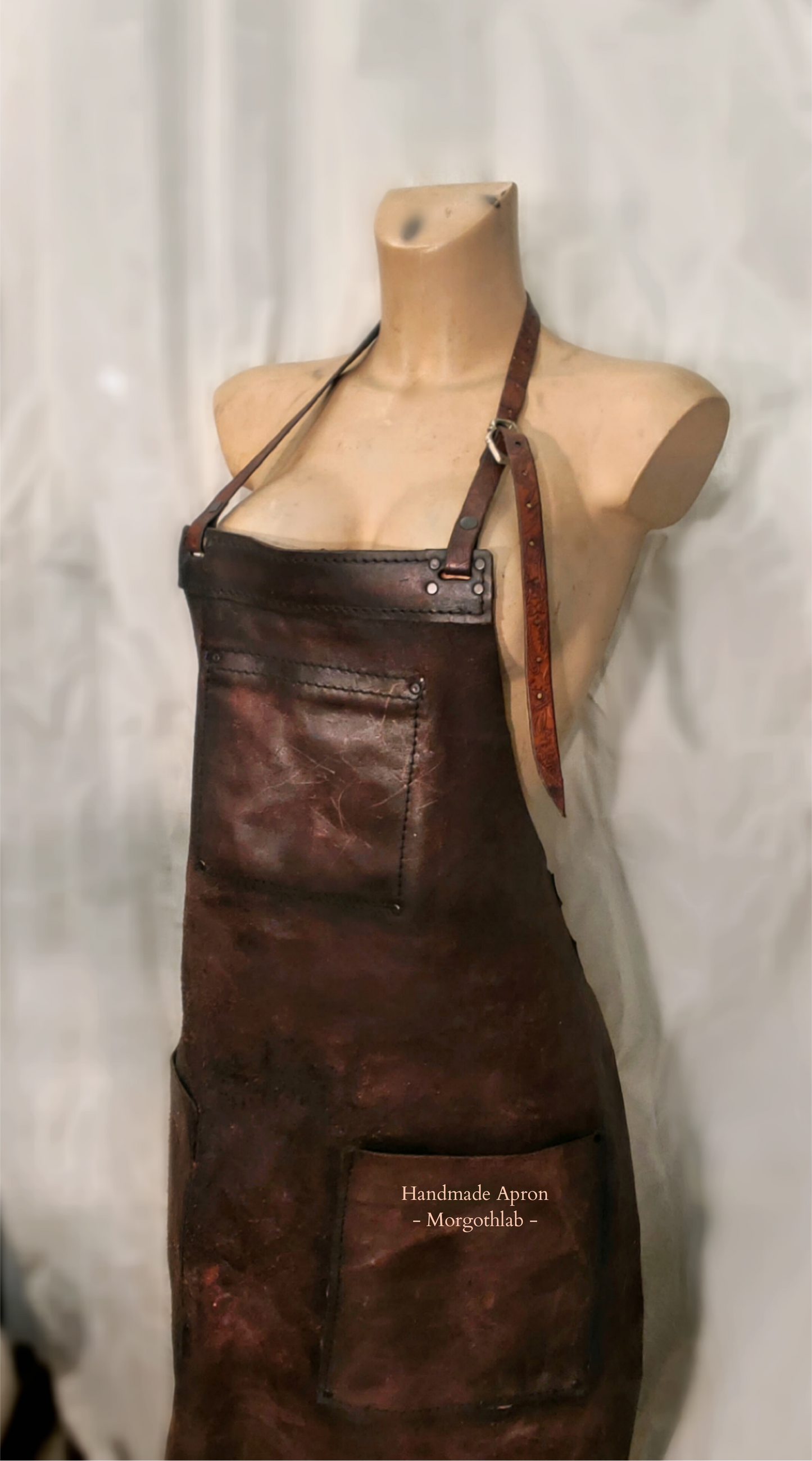 Brown leather apron on a mannequin 