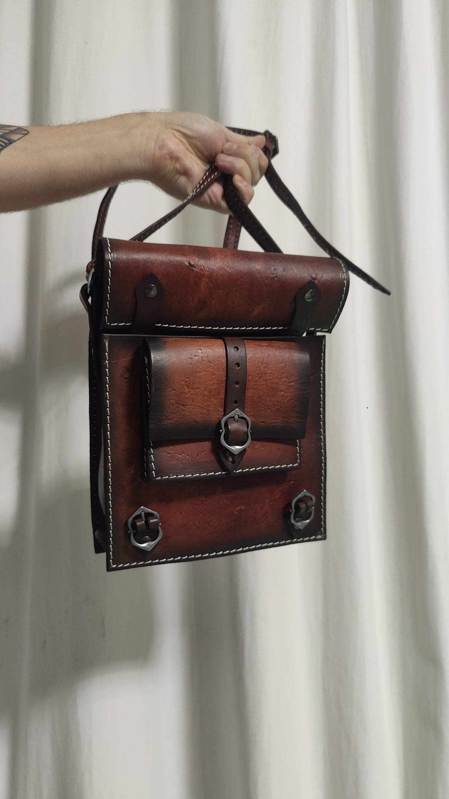 Handmade Leather Shoulder Bag – The Witcher Inspired, Medieval Larp & Cosplay Accessory