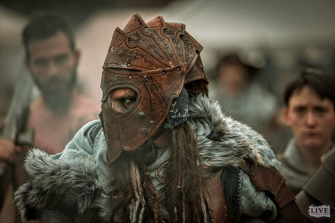 Scale LEATHER HELMET / Handmade Medieval Fantasy Helm for Larp & Cosplay