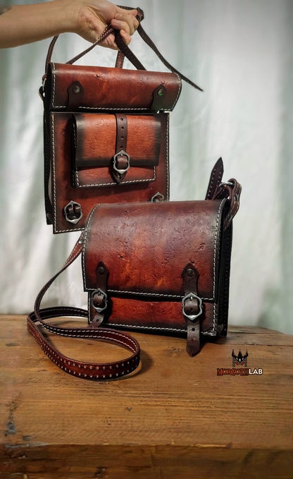 Handmade Leather Shoulder Bag – The Witcher Inspired, Medieval Larp & Cosplay Accessory