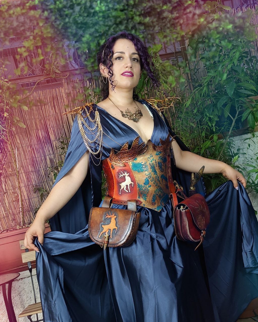 Elegant handmade corset, designed with hand-tooled details and premium leather for a realistic fantasy aesthetic